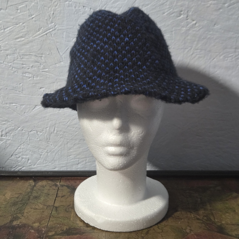Vintage 70s/80s Hansen Blue & Black Knit Fedora
